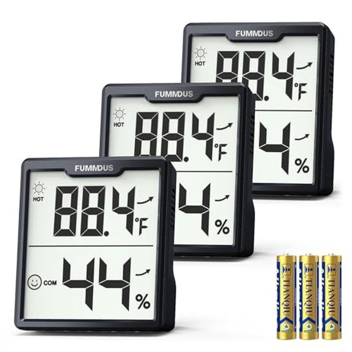 Humidity Meter: FUMMDUS 3 Pieces Digital Hygrometer Indoor – Front View