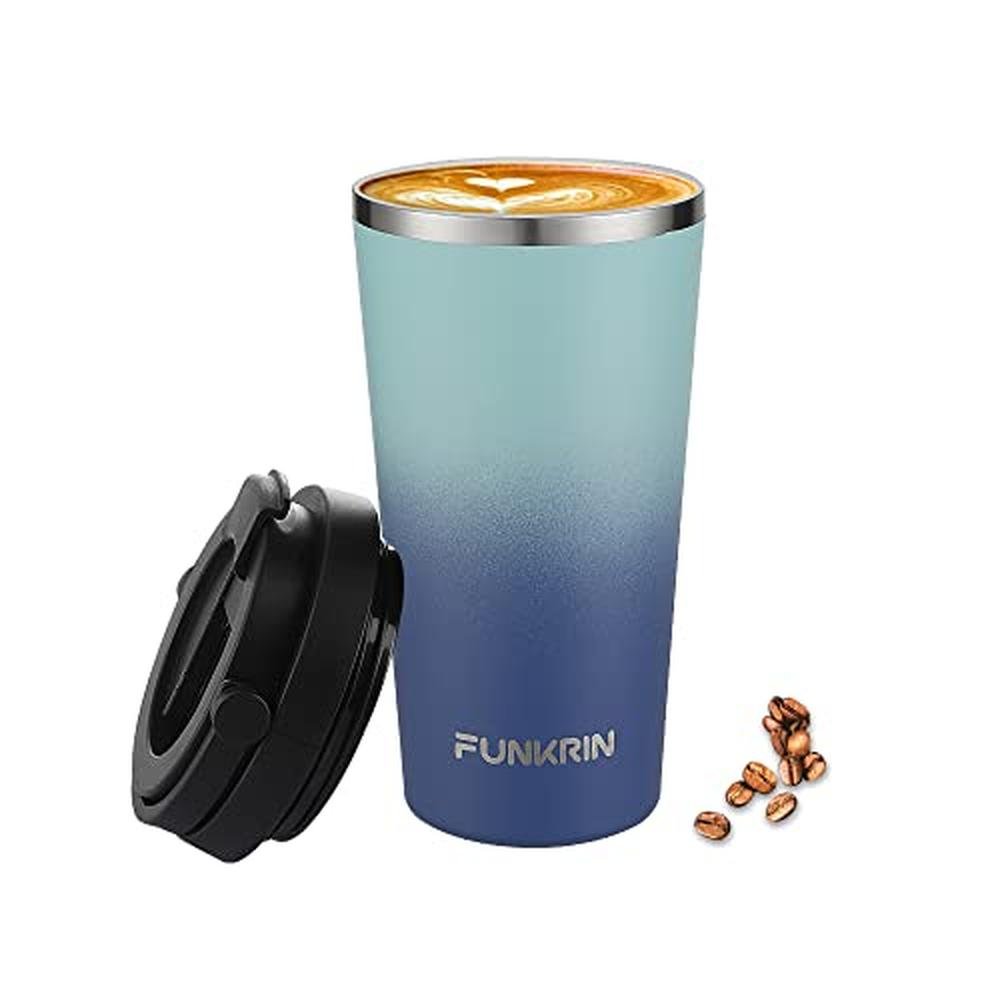 Coffee Mug: Funkrin Insulated 16oz Iced Coffee Tumbler Cup – Front View