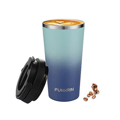 Coffee Mug: Funkrin Insulated 16oz Iced Coffee Tumbler Cup – Front View