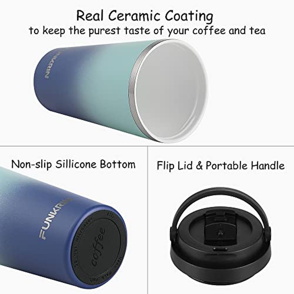 Coffee Mug: Funkrin Insulated 16oz Iced Coffee Tumbler Cup – Side View