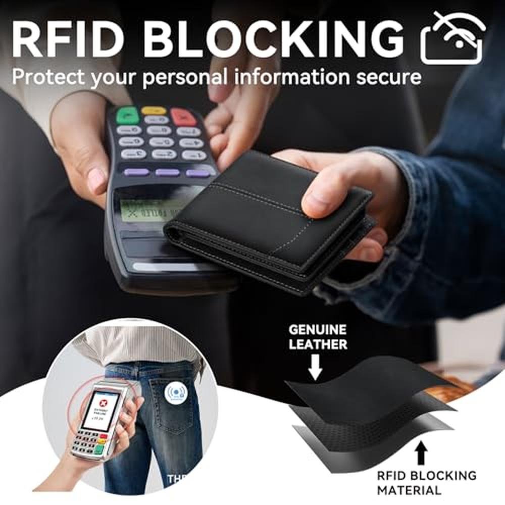 furid Leather Card Wallet For Men Slim: RFID Minimalist – Close-up Detail