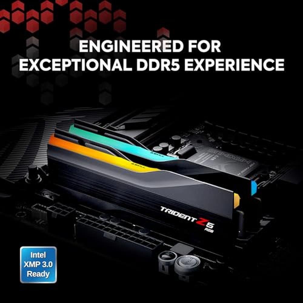 G Skill Trident: DDR5 RAM 6800MT/s CL34 46-46-108 1.35V – Side View