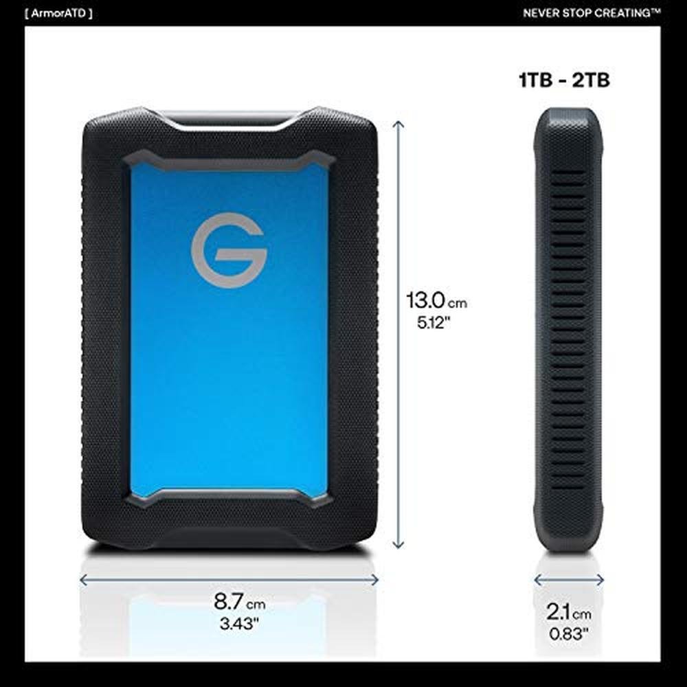 G Technology 2TB: G-Technology ArmorATD All-Terrain Rugged – Close-up Detail