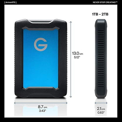 G Technology 2TB: G-Technology ArmorATD All-Terrain Rugged – Close-up Detail
