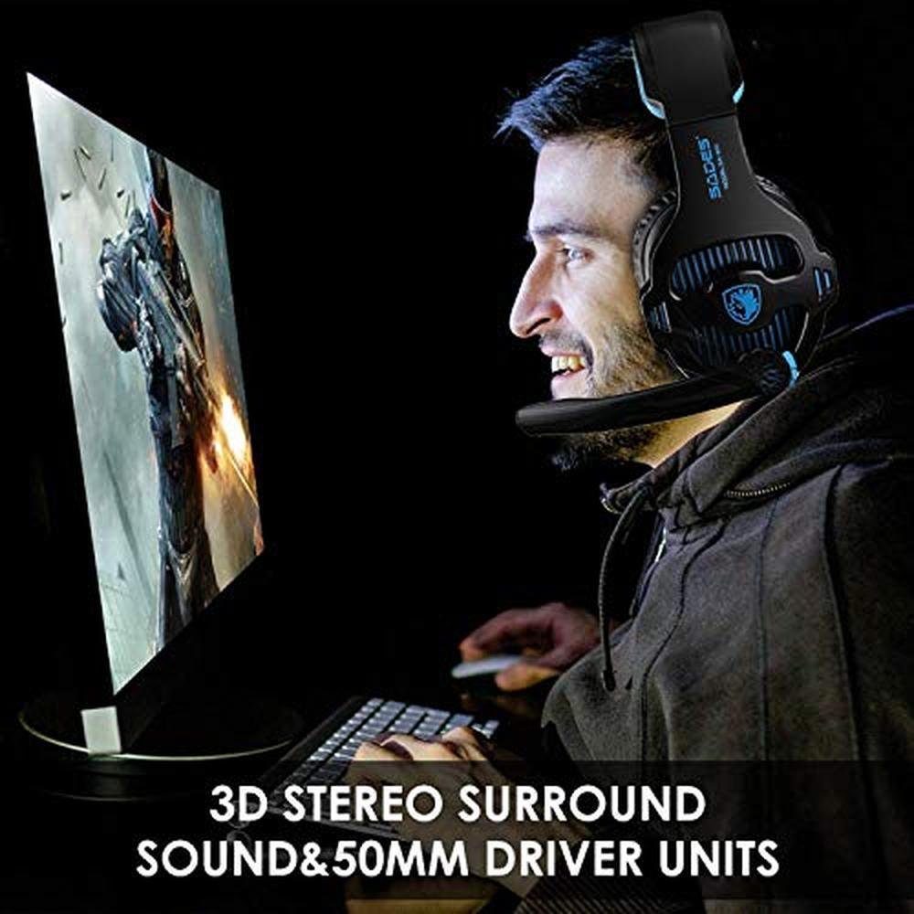 Gaming Headset: SADES PS5 Wireless Gaming Headset with Mic – In Use