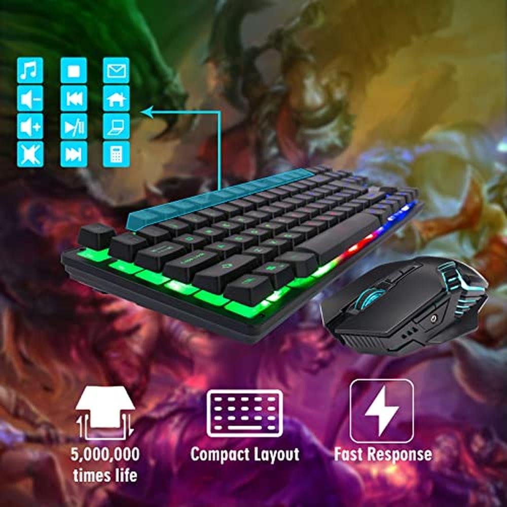 Gaming TKL: Rechargeable LED Backlit Tenkeyless Compact 87 – Side View