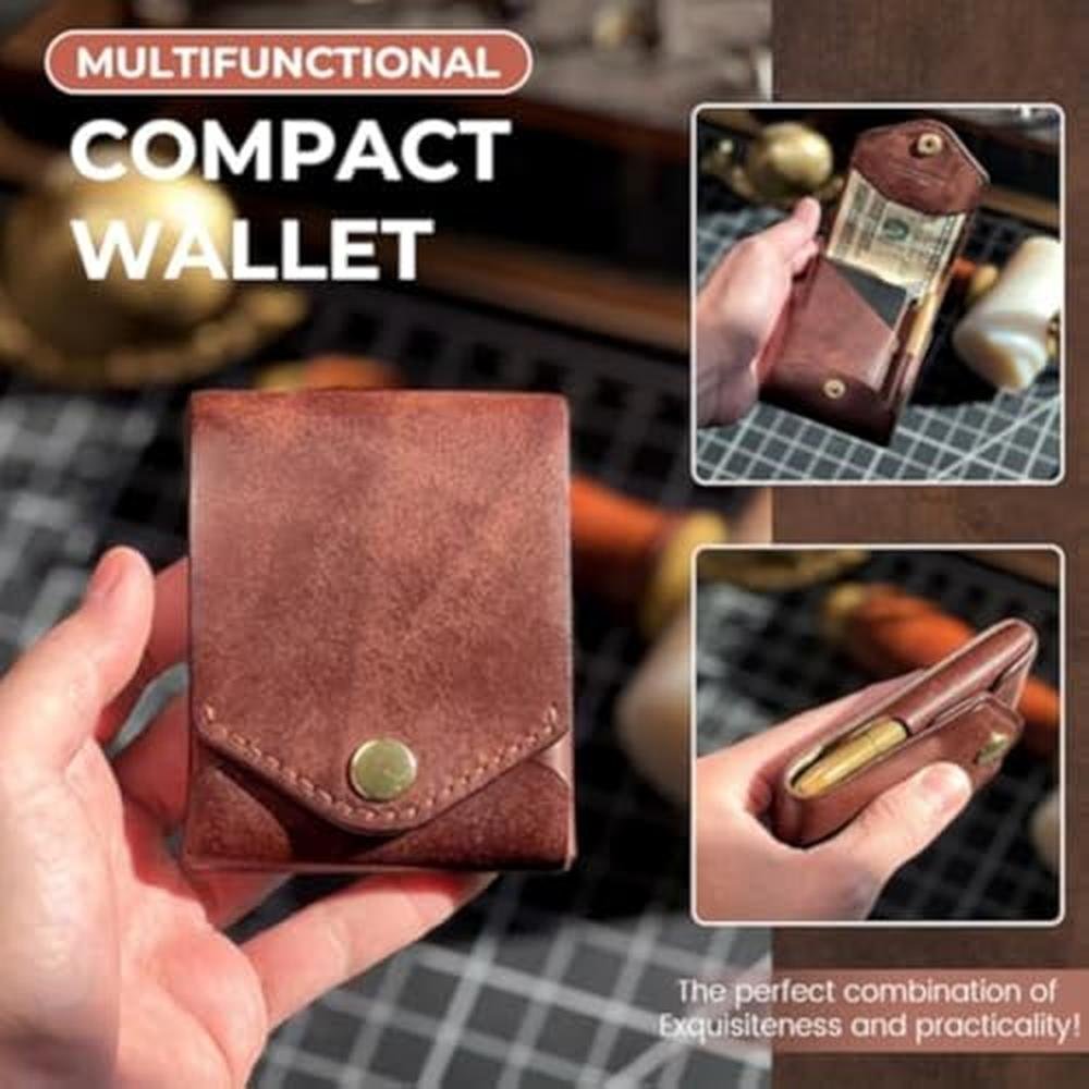 Leather Wallet: GDSAFS Vintage Handmade Compact Leather – Side View