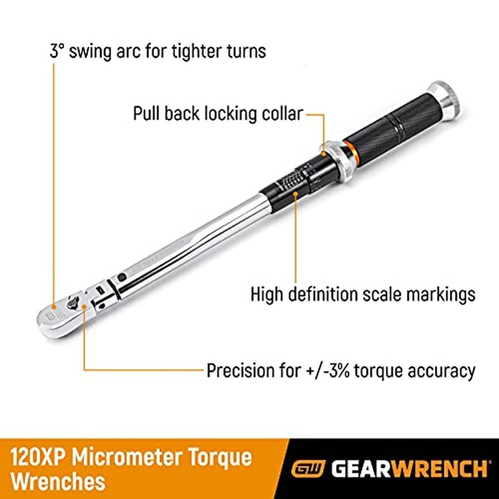 GEARWRENCH 3/8" Drive 120XP Micrometer Torque Wrench 10-100 – Close-up Detail