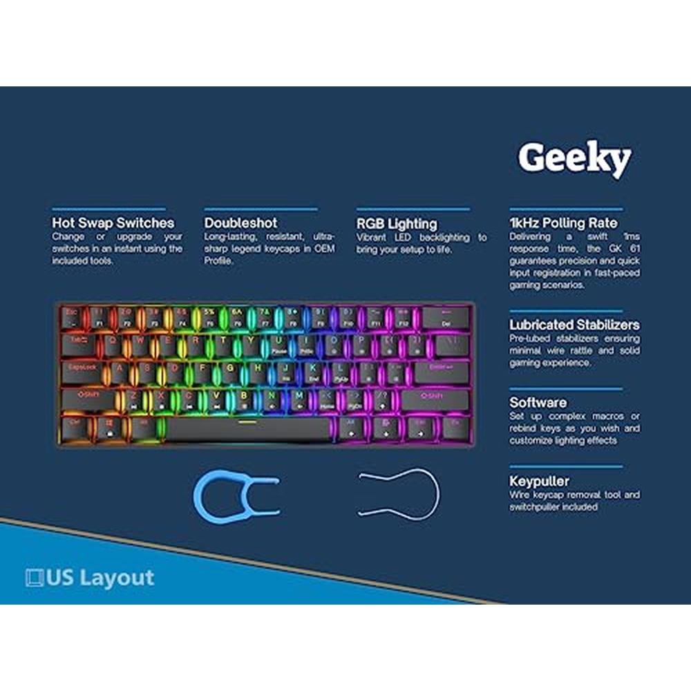 Mechanical Geeky: Geeky GK61 60% Hot Swappable Mechanical – Side View