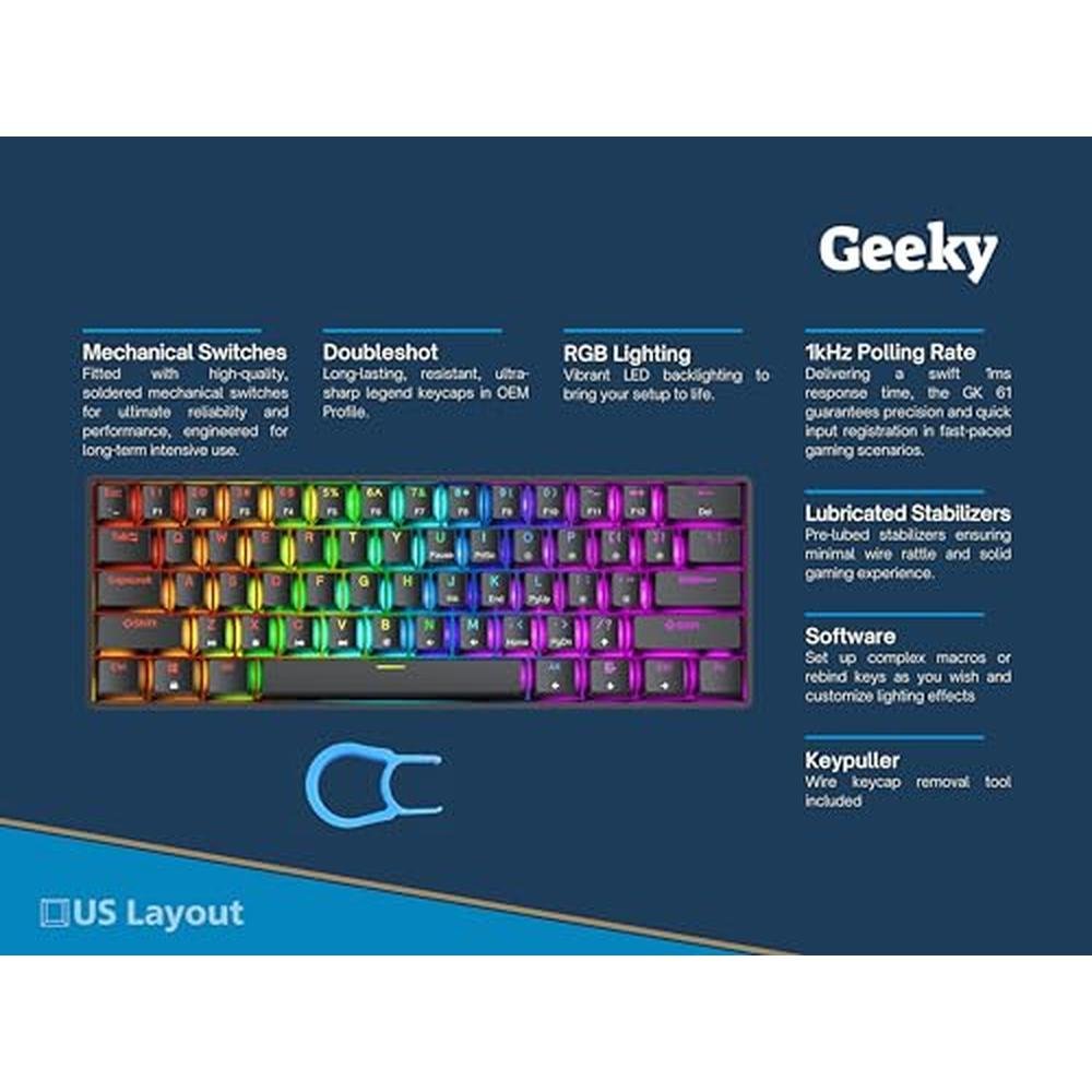 Mechanical Geeky: GK61 SE 60 Mechanical Gaming Keyboard – Side View