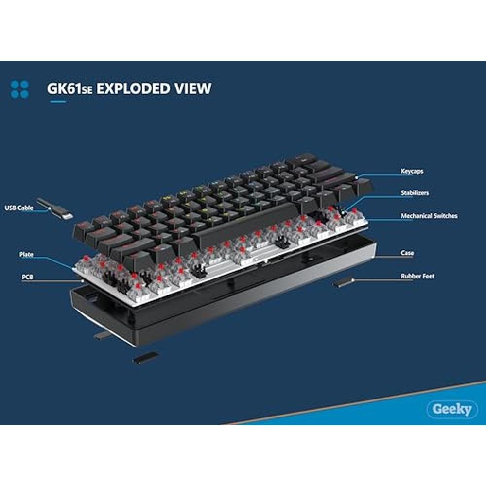 Mechanical Geeky: GK61 SE 60 Mechanical Gaming Keyboard – Close-up Detail
