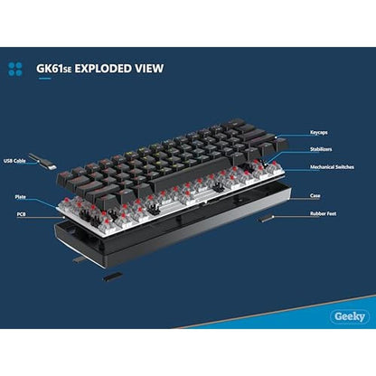 Mechanical Geeky: GK61 SE 60 Mechanical Gaming Keyboard – Close-up Detail