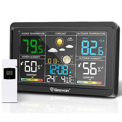 Weather Thermometer: Gevon Wireless Indoor Outdoor – Front View
