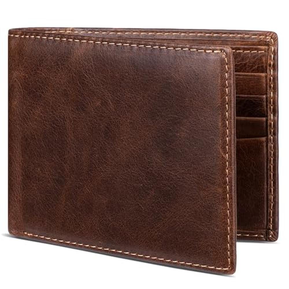 Genuine Leather Wallet for Men Bifold RFID Blocking Wallets – Front View
