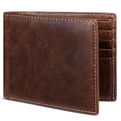 Genuine Leather Wallet for Men Bifold RFID Blocking Wallets – Front View