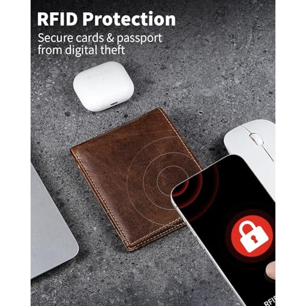 Genuine Leather Wallet for Men Bifold RFID Blocking Wallets – In Use