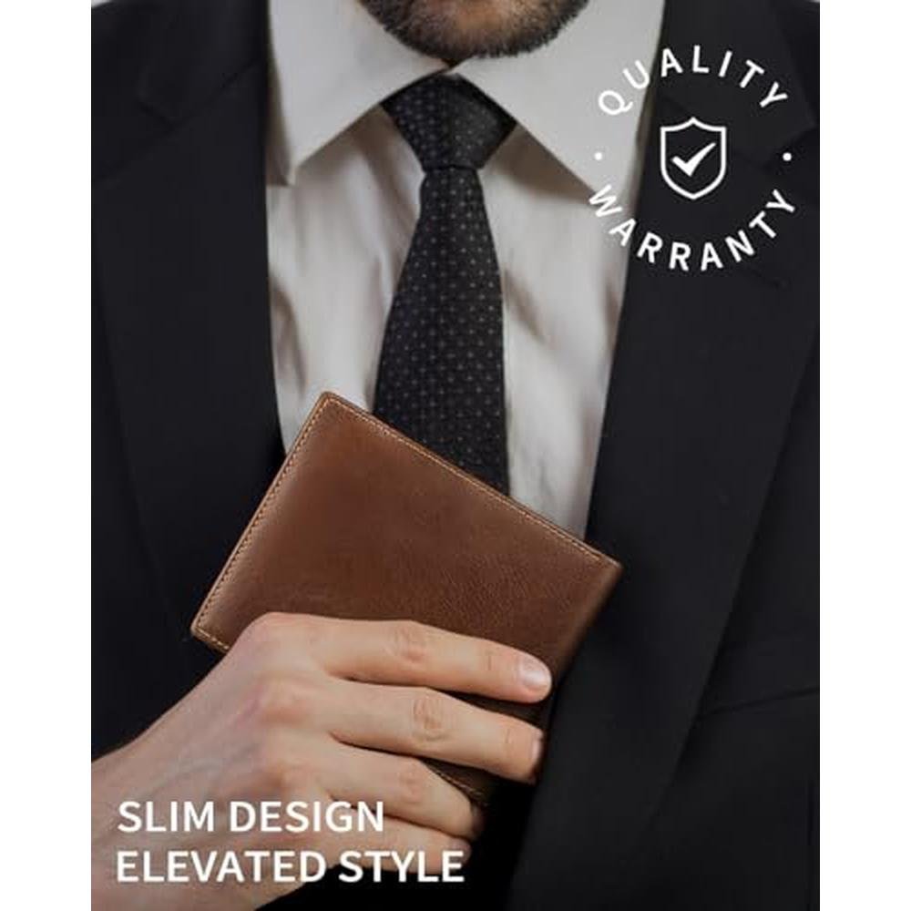 Genuine Leather Wallet for Men Bifold RFID Blocking Wallets – Packaging