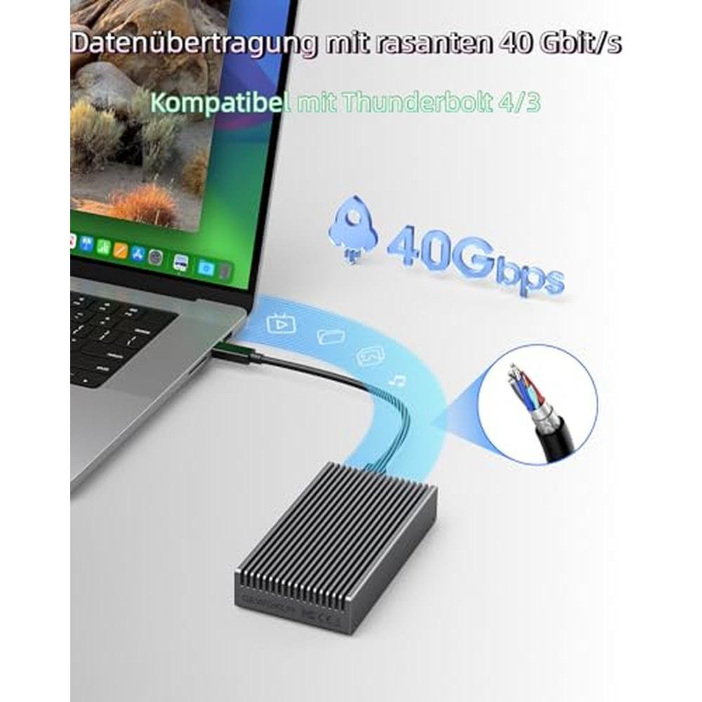 Enclosure Gewokliy: GEWOKLIY Noiseless 40Gbps M.2 NVMe – Side View