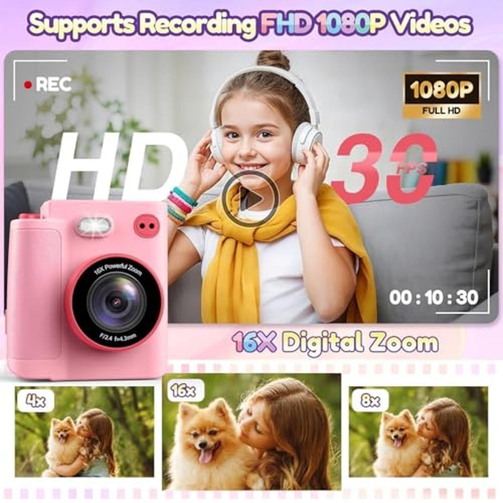 Girls Camera: Yunaking Instant Print Dual Lens Digital – Packaging