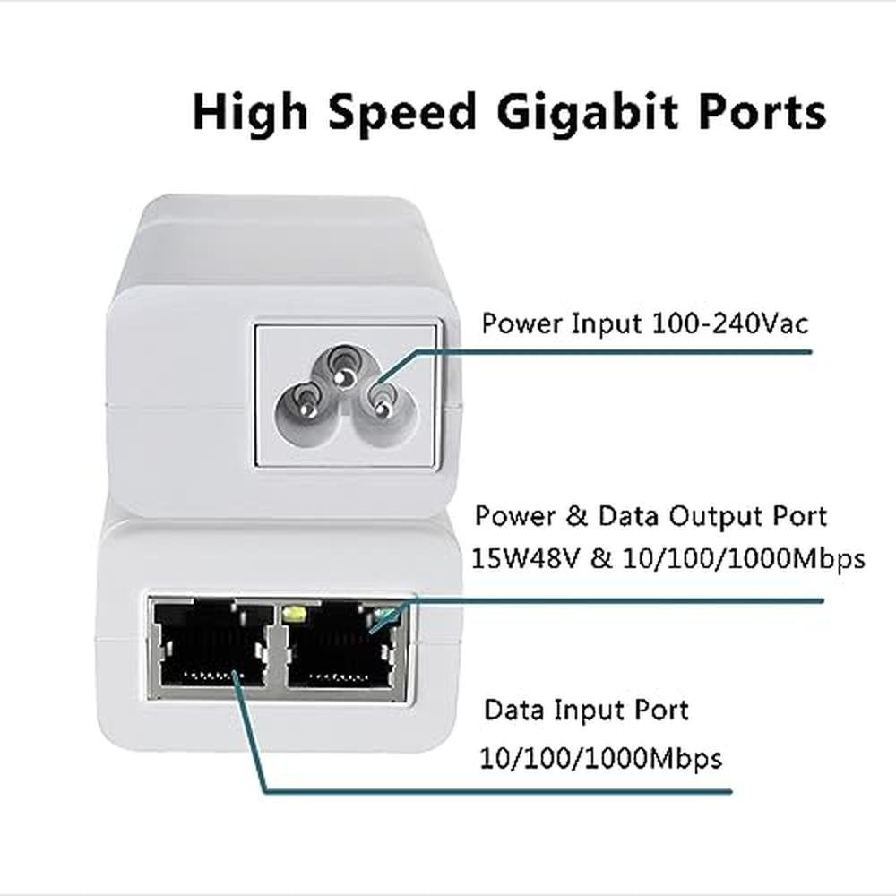 PoE Injector: Gigabit PoE Injector 48V 15W Single Port – Side View