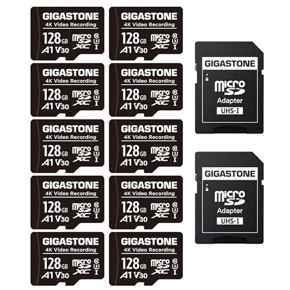 Camera Gigastone: GIGASTONE 128GB Micro SD Card 10-Pack A1 – Front View