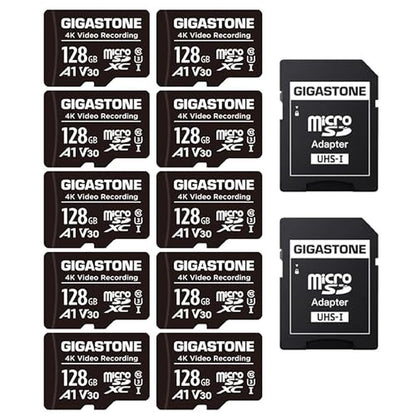 Camera Gigastone: GIGASTONE 128GB Micro SD Card 10-Pack A1 – Front View