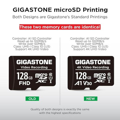 Camera Gigastone: GIGASTONE 128GB Micro SD Card 10-Pack A1 – Side View