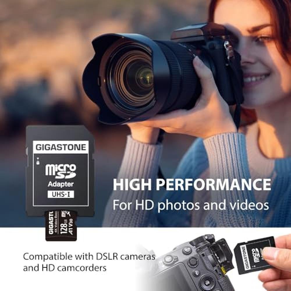 Camera Gigastone: GIGASTONE 128GB Micro SD Card 10-Pack A1 – Close-up Detail