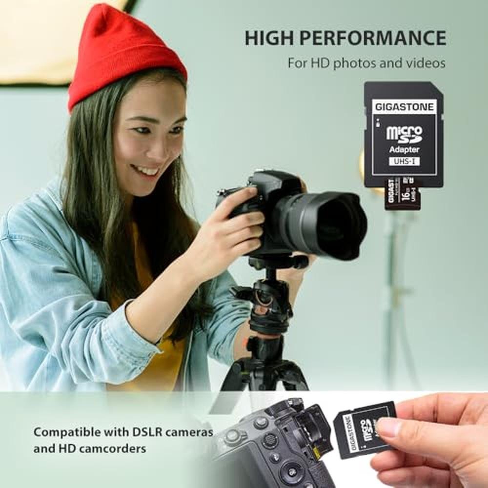 Gigastone 16GB Micro SD Card: 10-Pack FHD Video – Close-up Detail