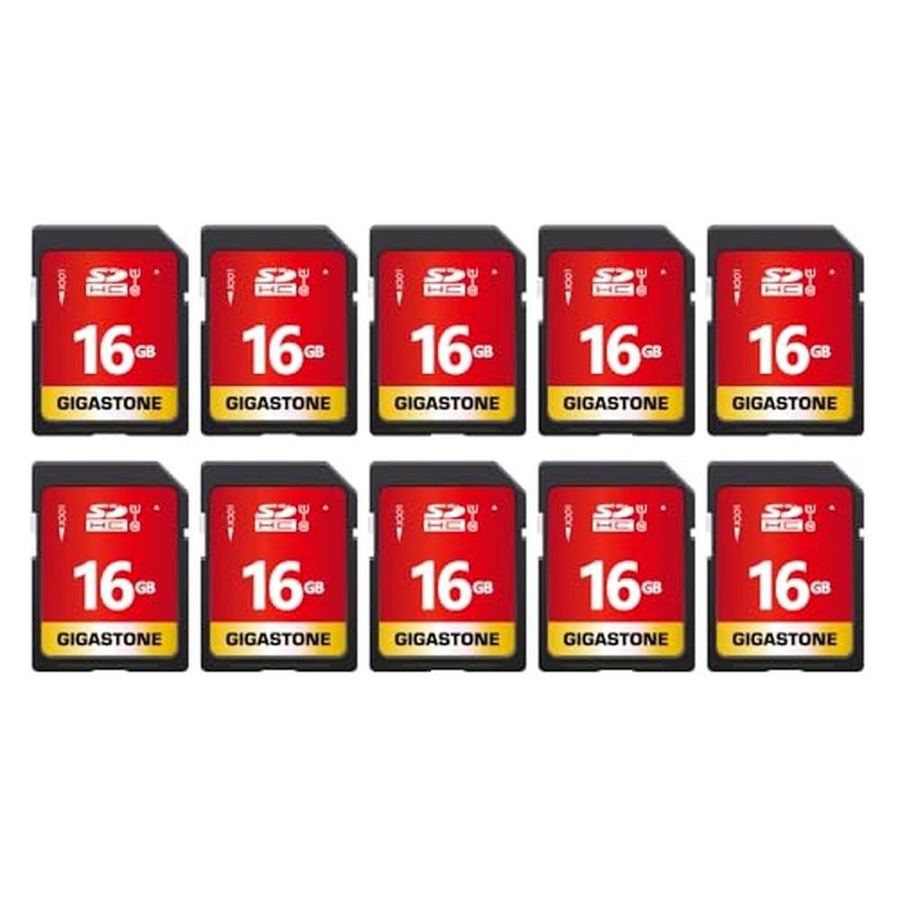 Camera Gigastone: GIGASTONE 16GB SD Card 10-Pack UHS-I U1 – Front View