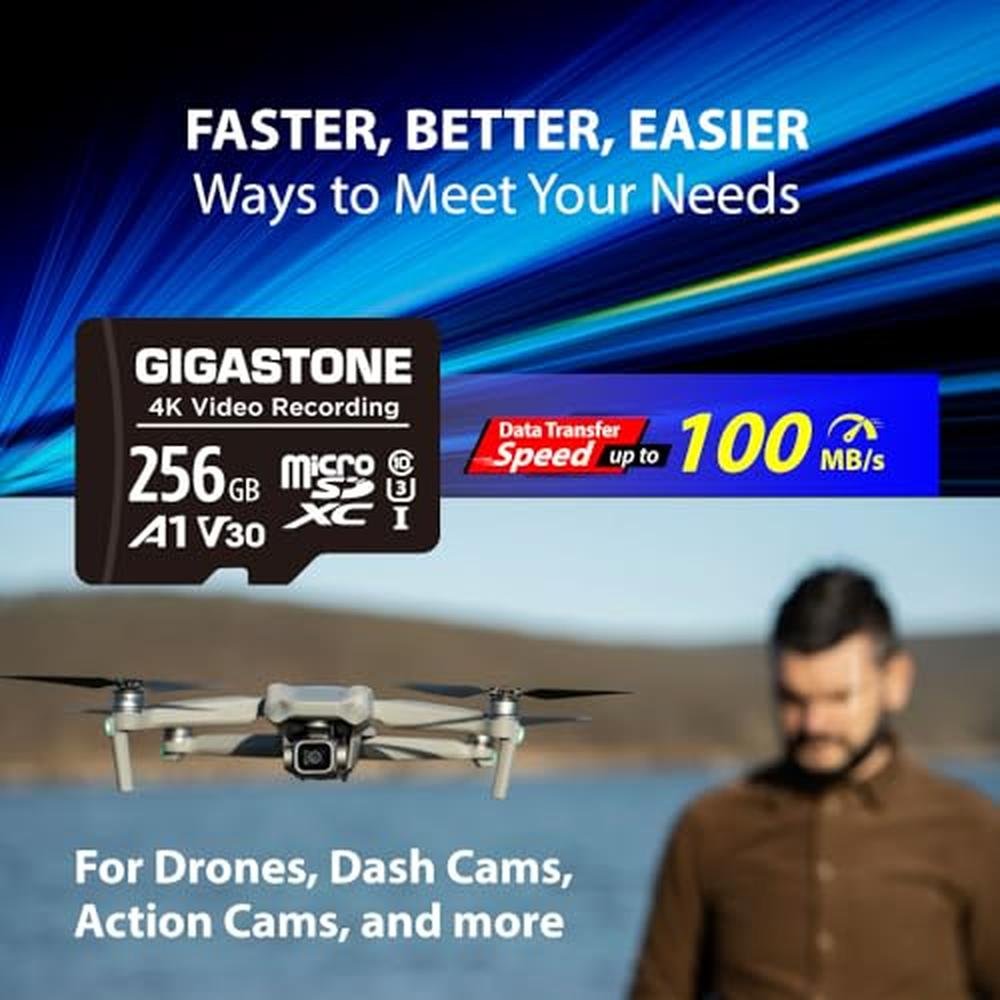 Gigastone 256GB Micro SD Card A1 V30 – Side View