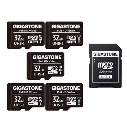 Gigastone 32GB: Micro SD Card 5-Pack Full HD Video – Front View