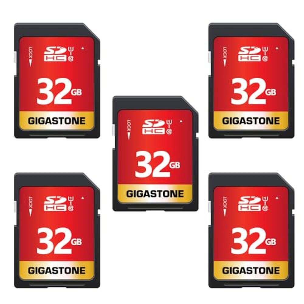 Camera Gigastone: GIGASTONE 32GB SD Card 5-Pack UHS-I U1 – Front View