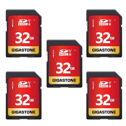 Camera Gigastone: GIGASTONE 32GB SD Card 5-Pack UHS-I U1 – Front View