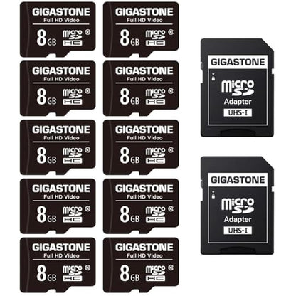 Gigastone 8GB Micro SD Card: 10-Pack Full HD Video – Front View
