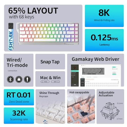 Gaming Keyboard: GAMAKAY NS68 Rapid Trigger Wired 65% Hall – Side View