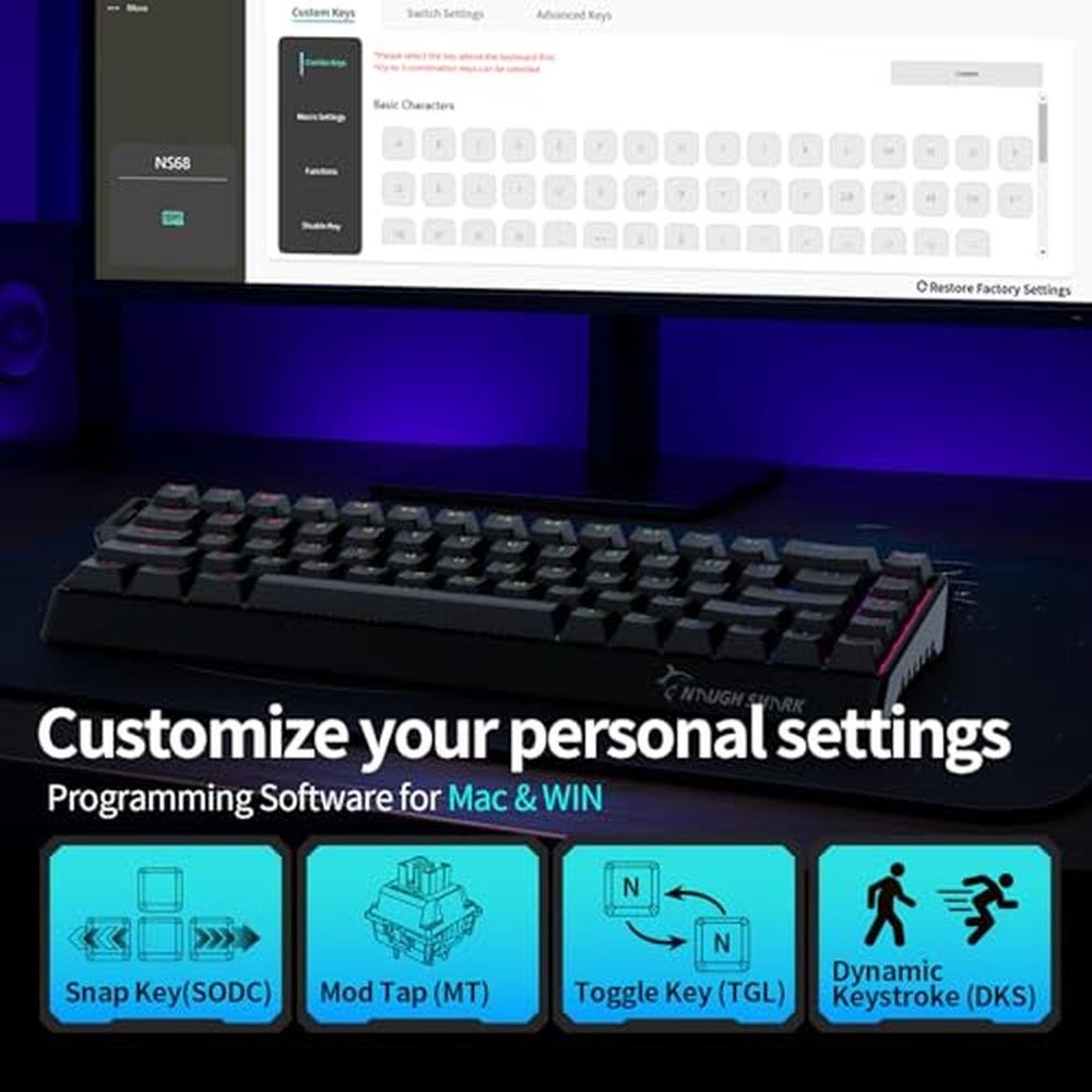 Gaming Keyboard: GAMAKAY NS68 Rapid Trigger Wired 65% Hall – In Use