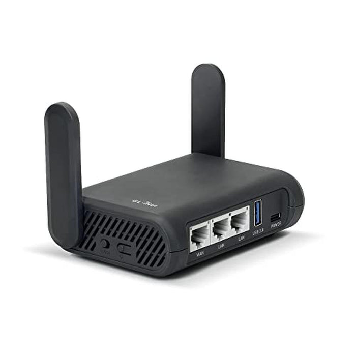 Travel Router: GL-AR750S-Ext Slate AX Gigabit VPN Router – Front View