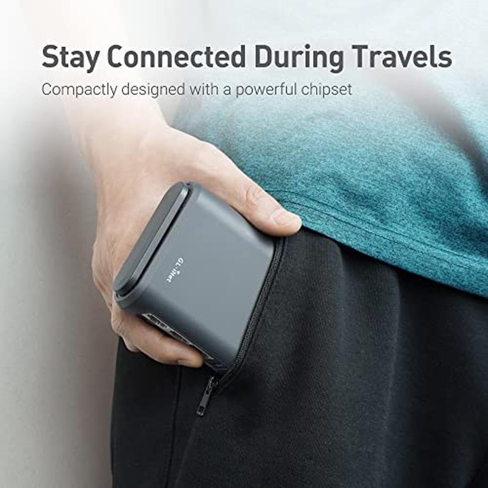 Travel Router: GL-AR750S-Ext Slate AX Gigabit VPN Router – Close-up Detail