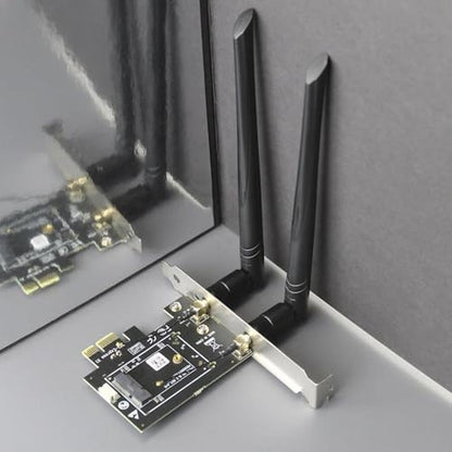WiFi: GLOTRENDS WA01 M.2 E Key to PCIe X1 WiFi Bluetooth – Close-up Detail