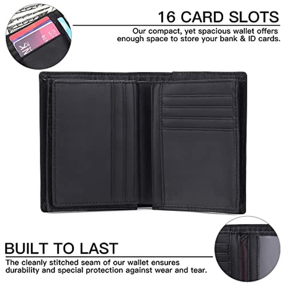GOIACII Wallets for Men Large Capacity Genuine Leather RFID – Side View