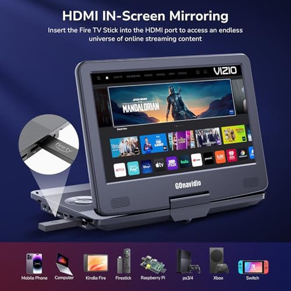 GOnavidio 17.6 Portable Blu Ray DVD Player – Side View