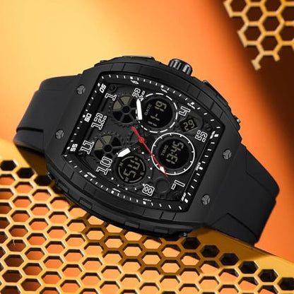 Gosasa Watches for Men: Luminous Rectangle Dial Silicone – In Use