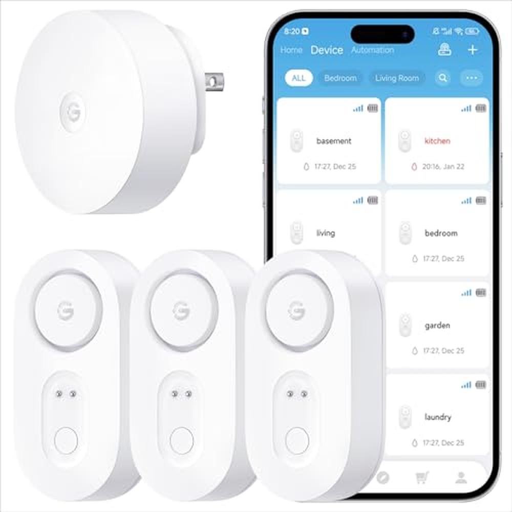GoveeLife Upgraded Smart Water Leak Detector 1s with 1804 – Front View