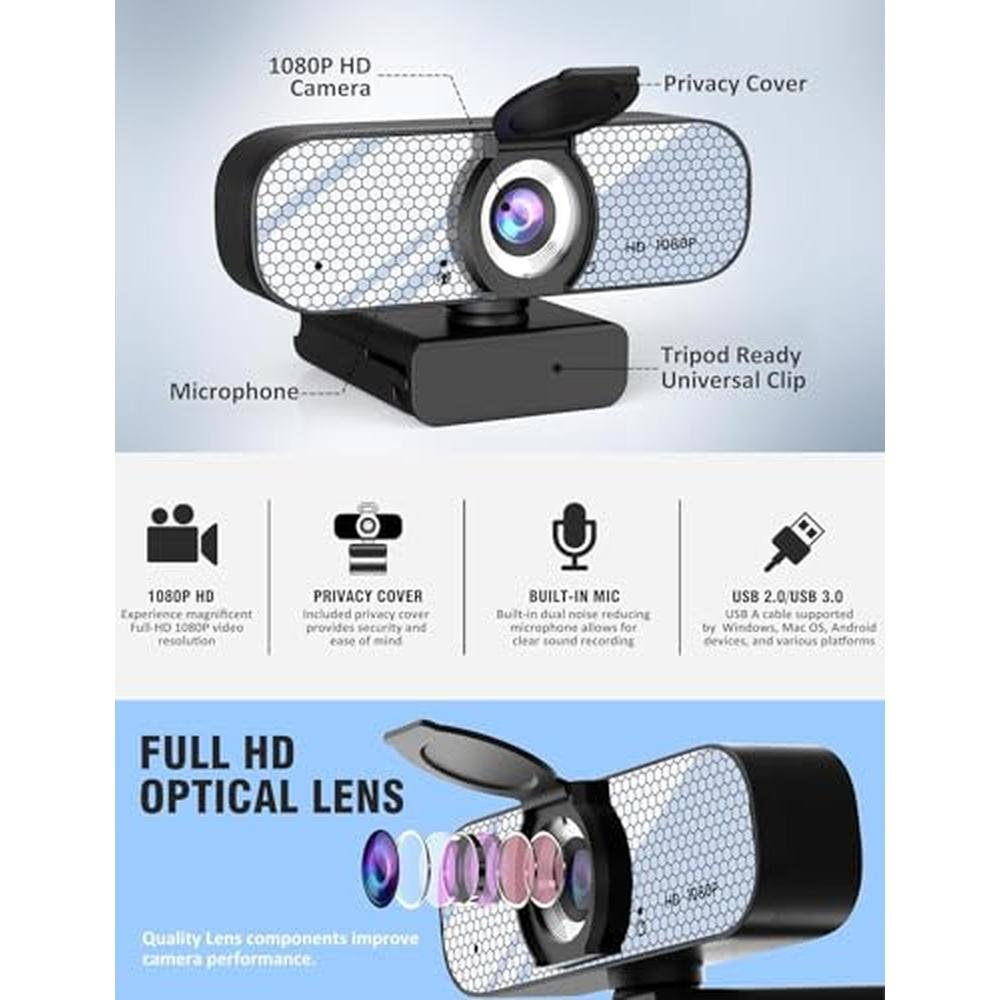 Webcam GOZVRPU: GOZVRPU 1080P HD Webcam with Built-in – Side View
