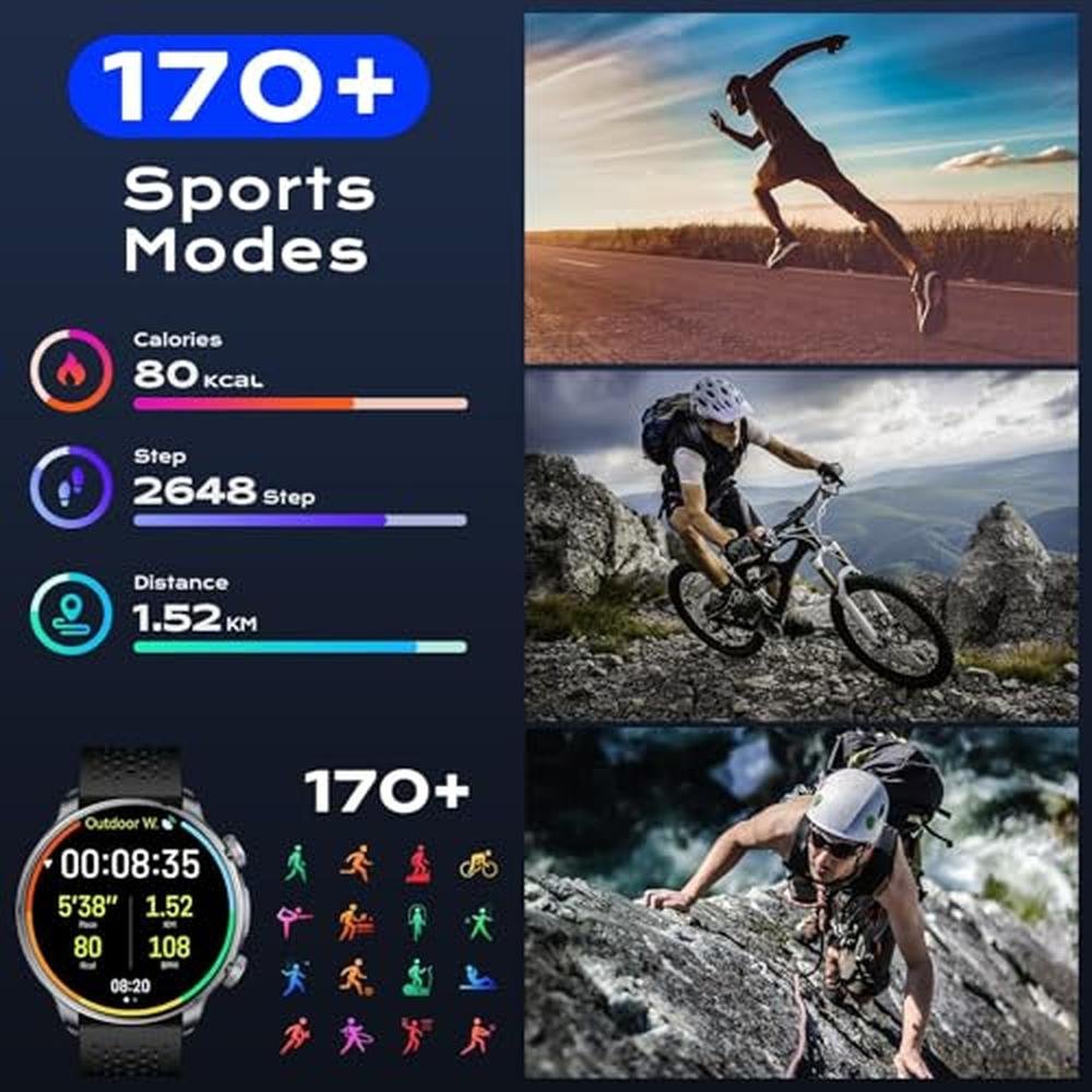 GPS Smart Watch: Men's 1.60 AMOLED Display – Close-up Detail