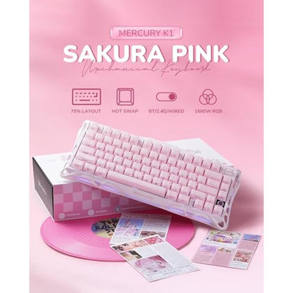 Keyboard Gravastar: GravaStar Mercury K1 75% Pink Wireless – Side View