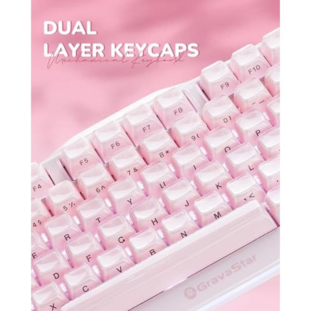 Keyboard Gravastar: GravaStar Mercury K1 75% Pink Wireless – Close-up Detail