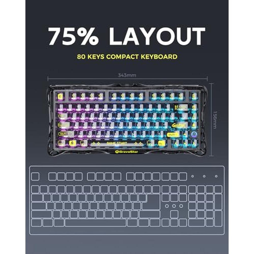 Gaming Keyboard: GravaStar Mercury K1 Lite 75% – Side View