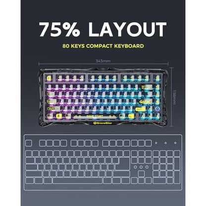 Gaming Keyboard: GravaStar Mercury K1 Lite 75% – Side View